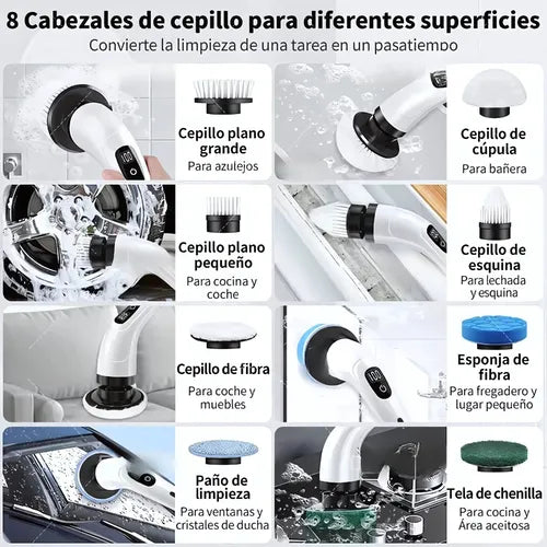 Cepillo de Limpieza Eléctrico Portátil Multiusos 9 En 1 Para El Hogar.